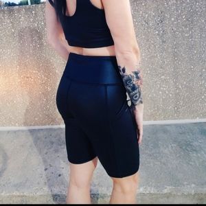 Faux leather black biker shorts
